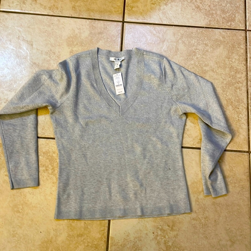 WHBM, light silver sweater.